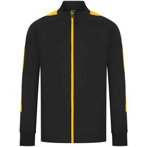 Finden & Hales Mens Contrast Panel Knitted Tracksuit Top / Black/Gold